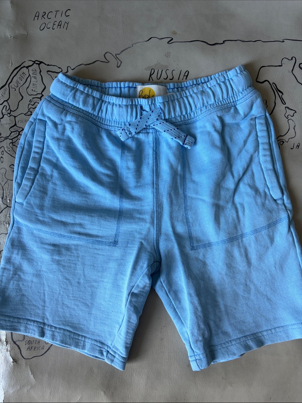 Mini Boden Light Blue Knit Drawstring Athletic Shorts